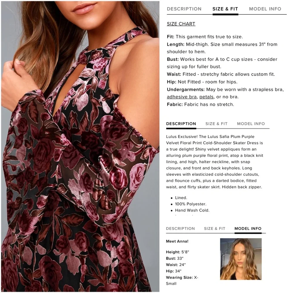 NWT Lulu’s Velvet Cold Shoulder Dress - Picture 4 of 10